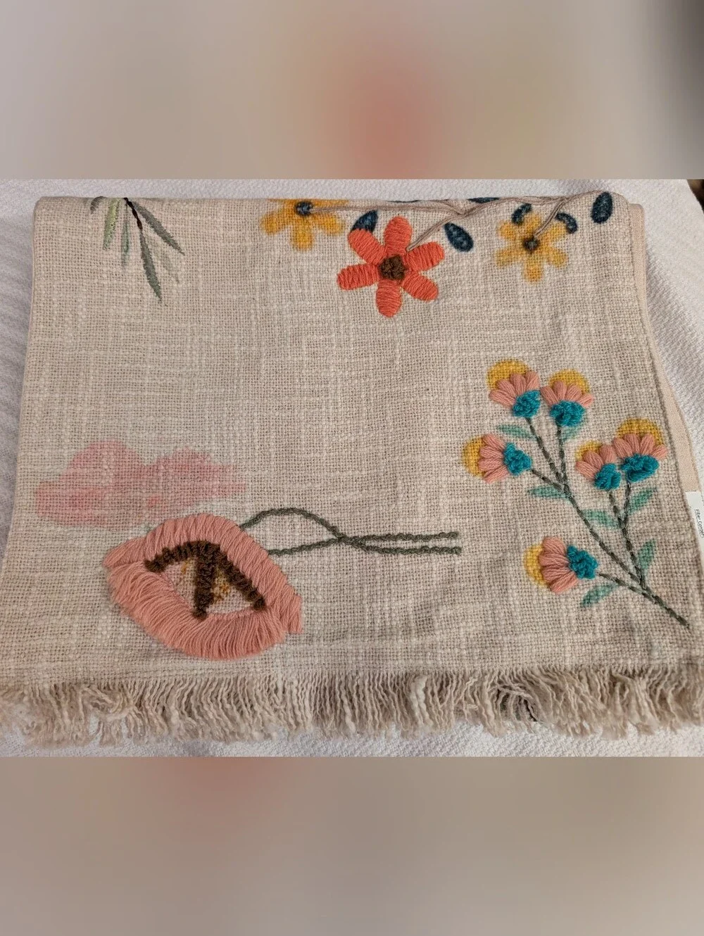 Floral Linen Table Runner, 72”